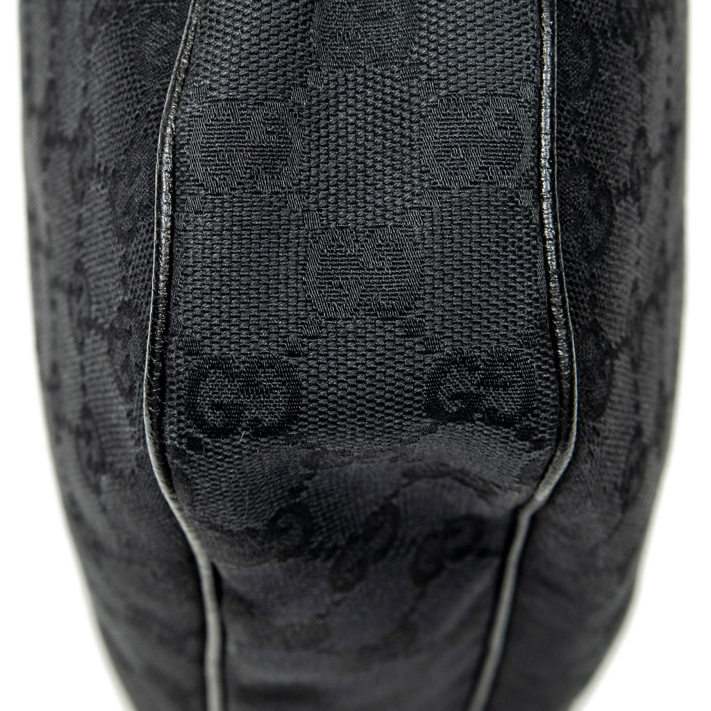 Shoulder Bag Round Zip Messenger Black Monogrammed Canvas