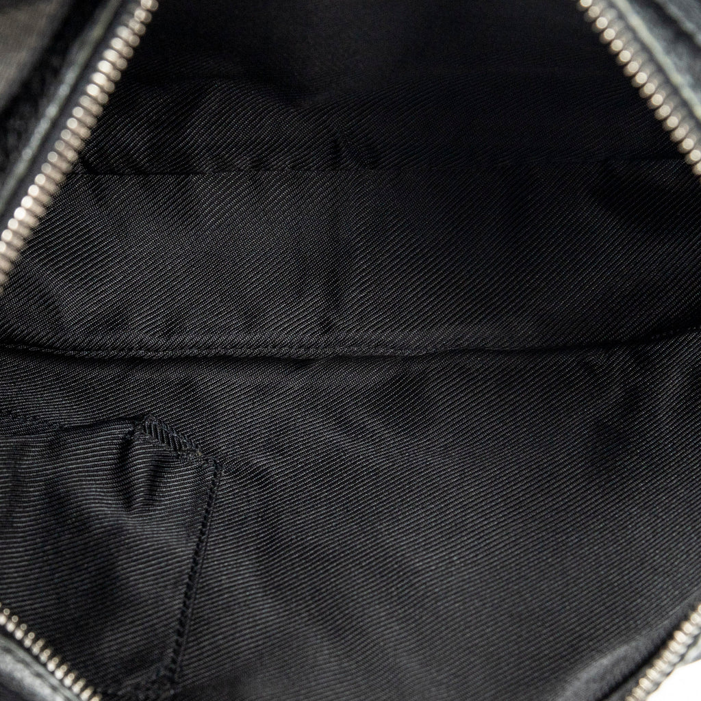 Shoulder Bag Round Zip Messenger Black Monogrammed Canvas