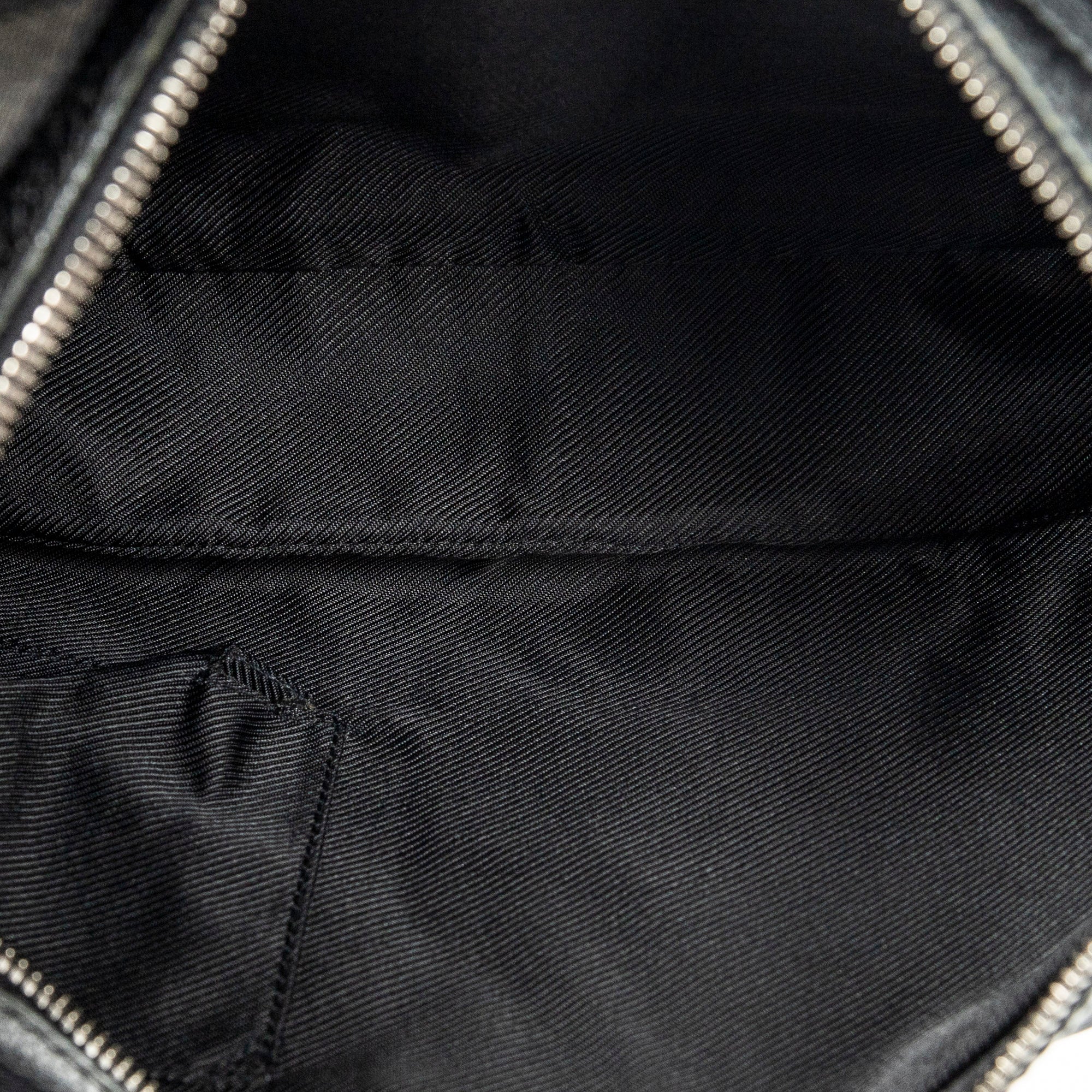 Shoulder Bag Round Zip Messenger Black Monogrammed Canvas