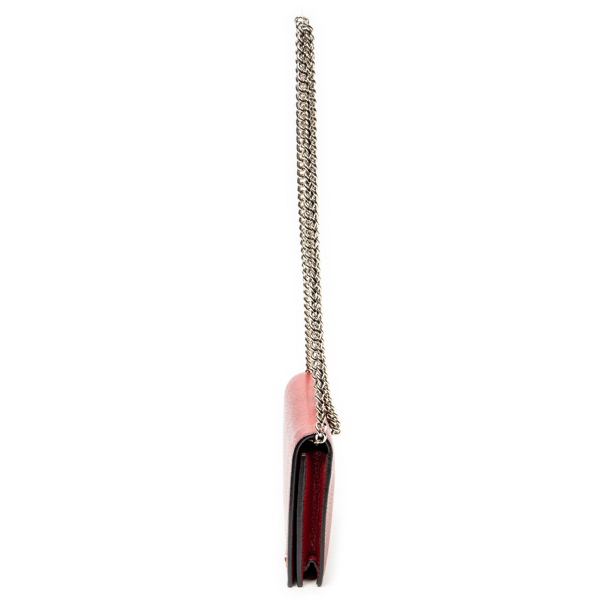 Shoulder Bag Betty Chain Wallet Red Grained Calfskin Leather