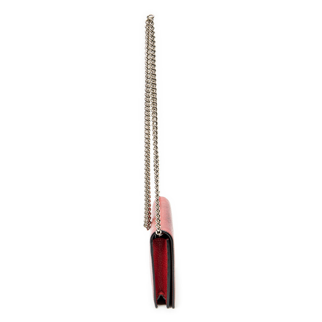 Shoulder Bag Betty Chain Wallet Red Grained Calfskin Leather