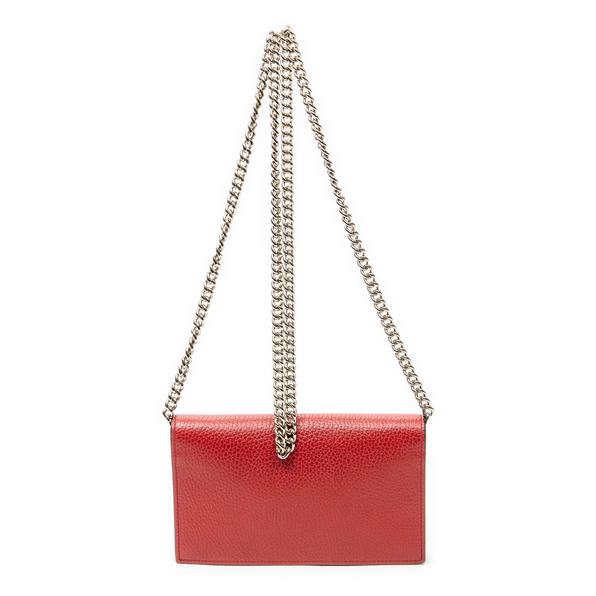 Shoulder Bag Betty Chain Wallet Red Grained Calfskin Leather