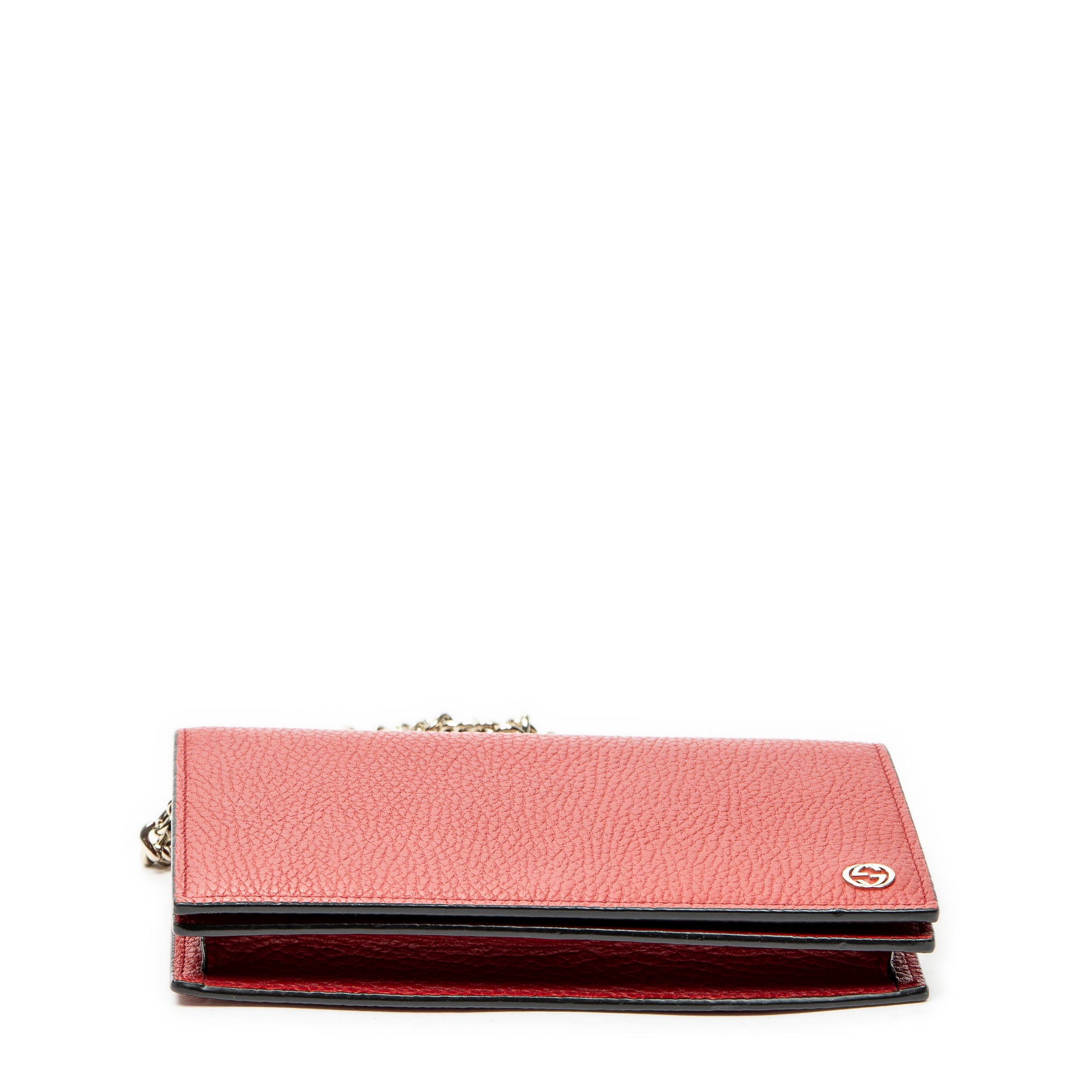 Shoulder Bag Betty Chain Wallet Red Grained Calfskin Leather