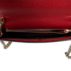 Shoulder Bag Betty Chain Wallet Red Grained Calfskin Leather