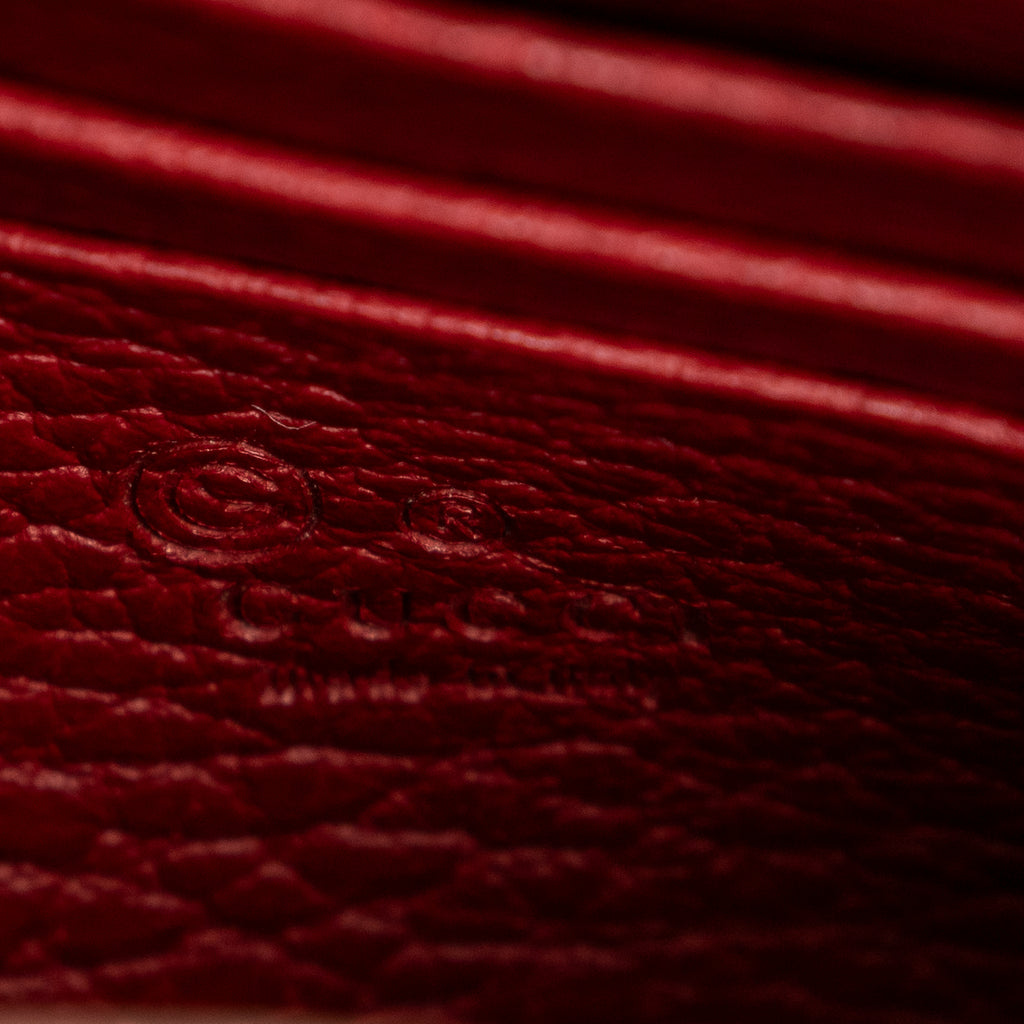 Shoulder Bag Betty Chain Wallet Red Grained Calfskin Leather
