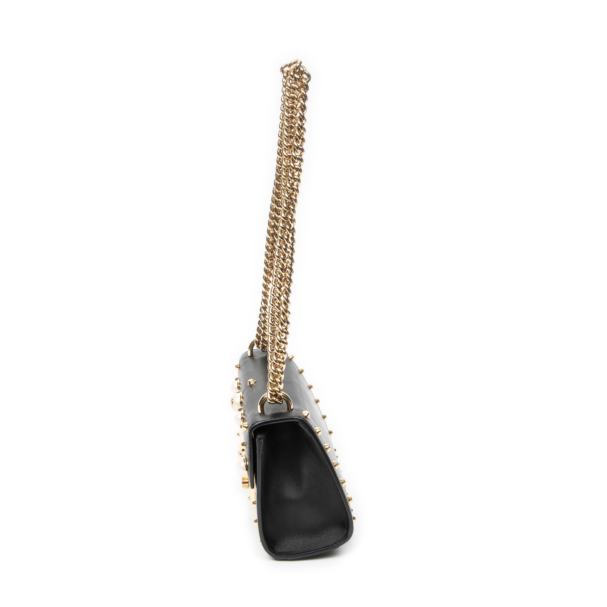 Shoulder Bag Studded GG Padlock Chain Crossbody Black Smooth Calfskin Leather