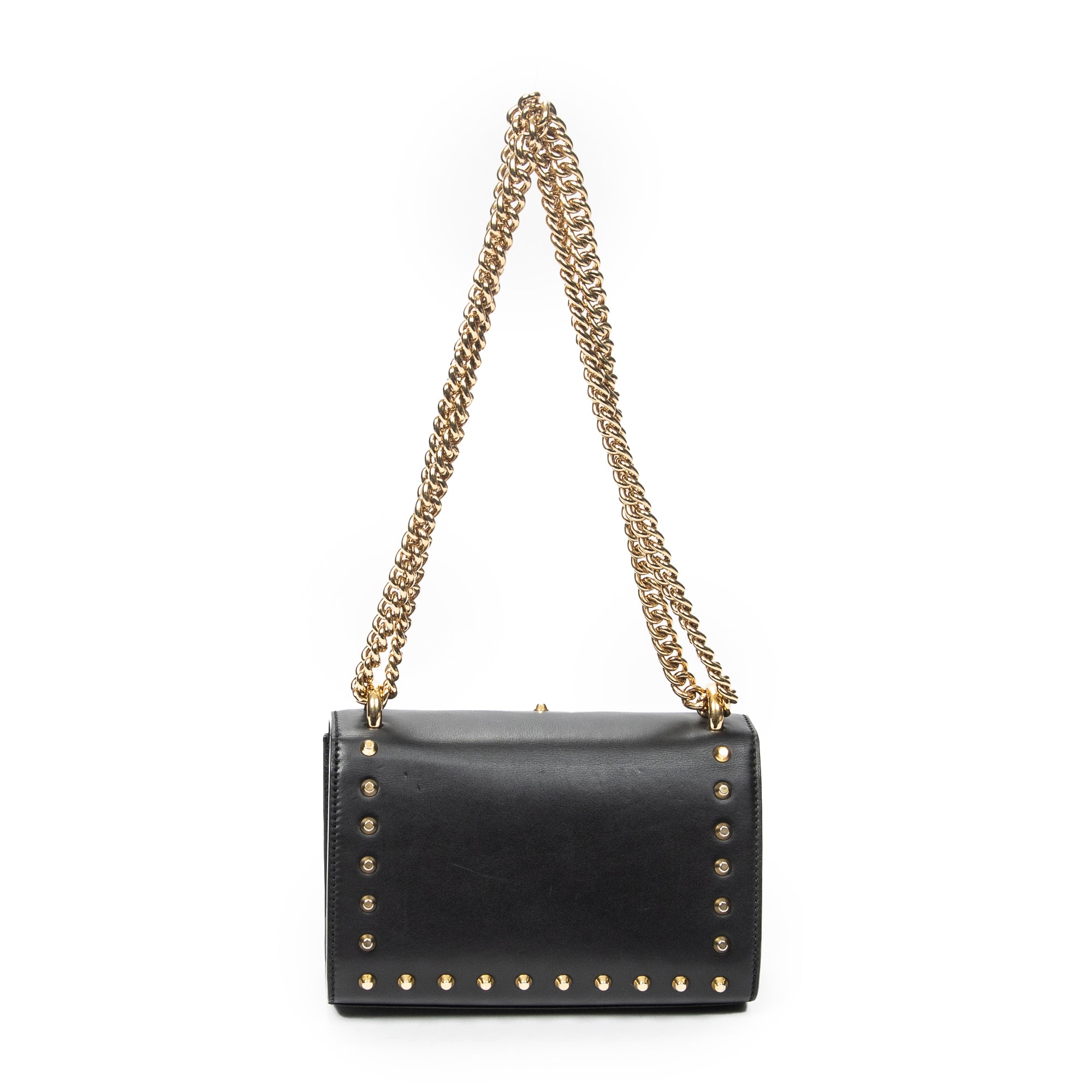 Shoulder Bag Studded GG Padlock Chain Crossbody Black Smooth Calfskin Leather