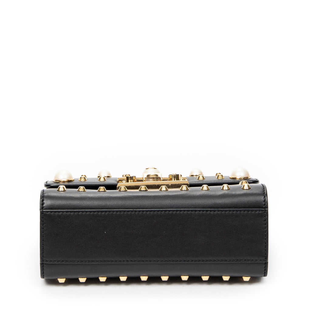 Shoulder Bag Studded GG Padlock Chain Crossbody Black Smooth Calfskin Leather