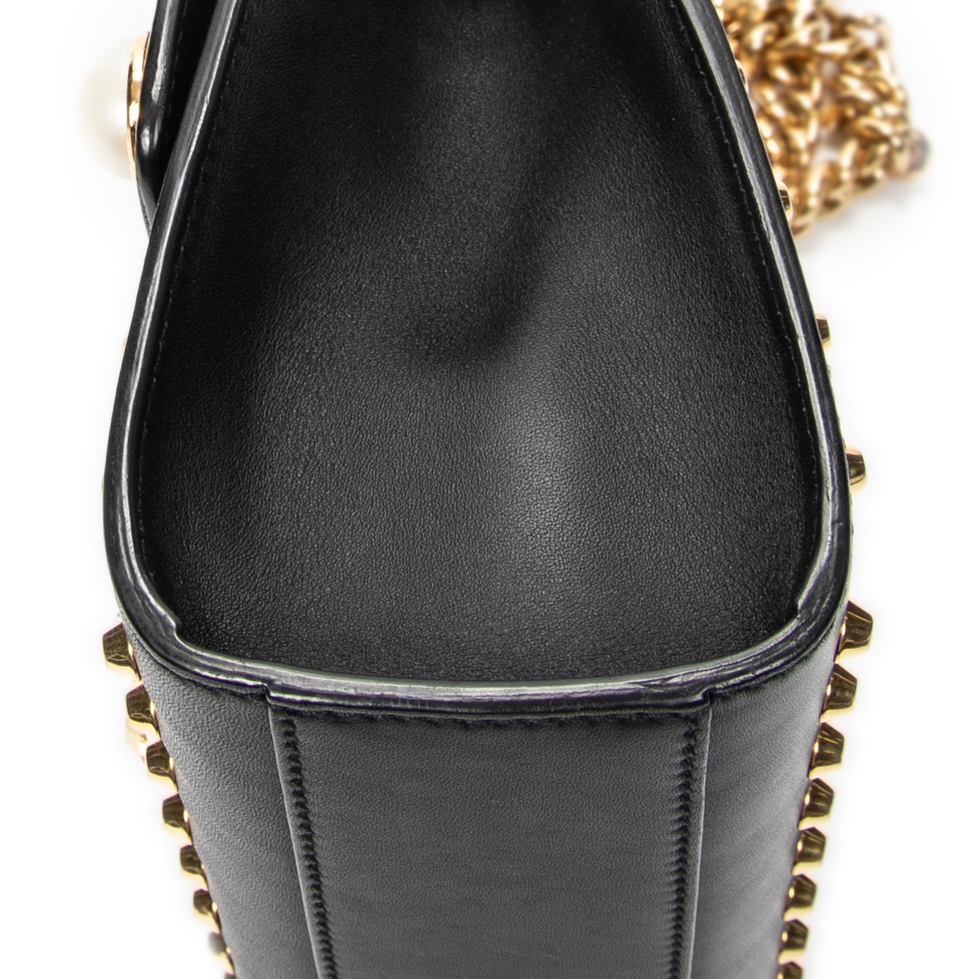 Shoulder Bag Studded GG Padlock Chain Crossbody Black Smooth Calfskin Leather