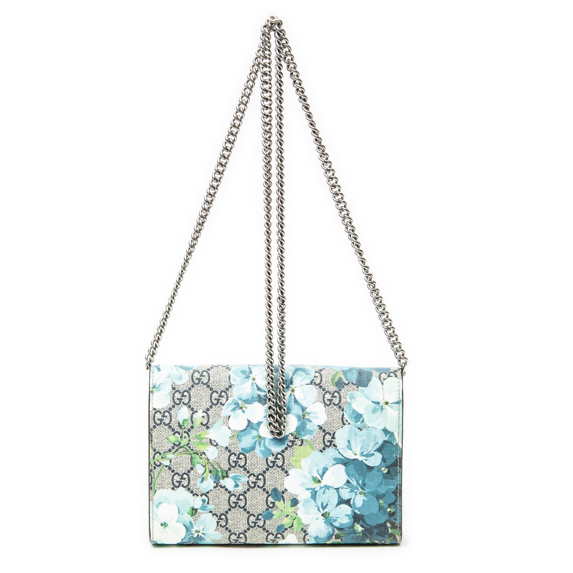 Shoulder Bag Dionysus Chain Wallet Grey Blooms Supreme Coated Canvas