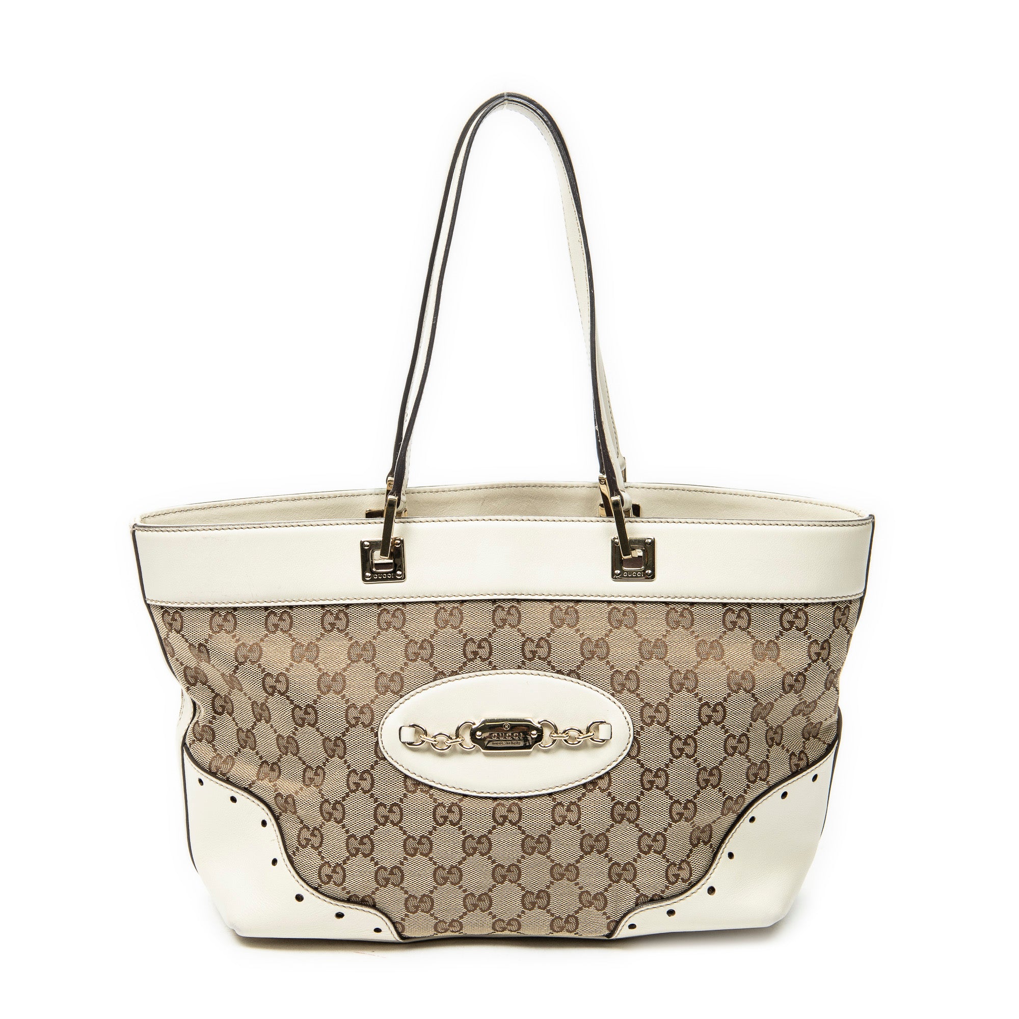 Shoulder Bag Punch Tote Beige Monogrammed Canvas