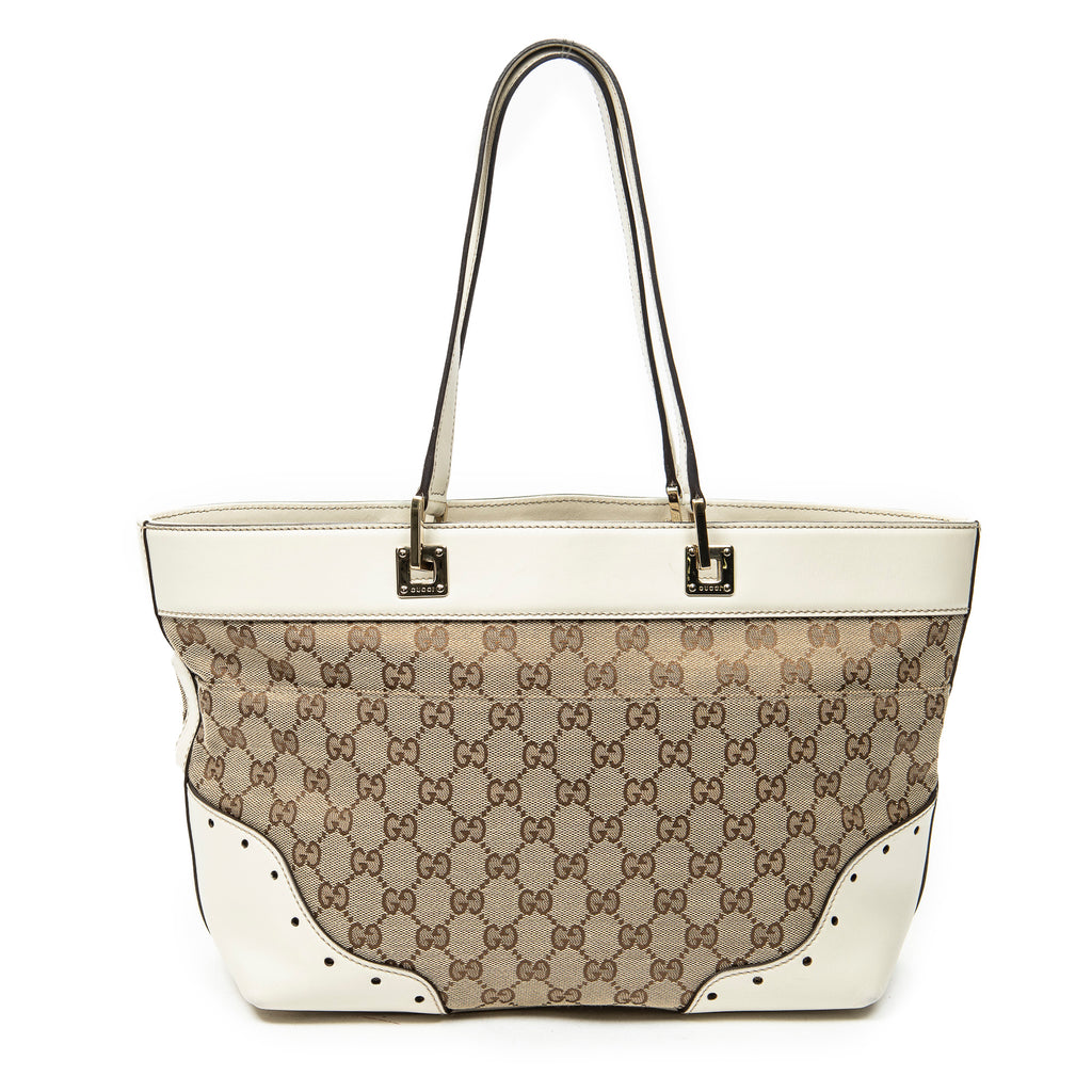 Shoulder Bag Punch Tote Beige Monogrammed Canvas