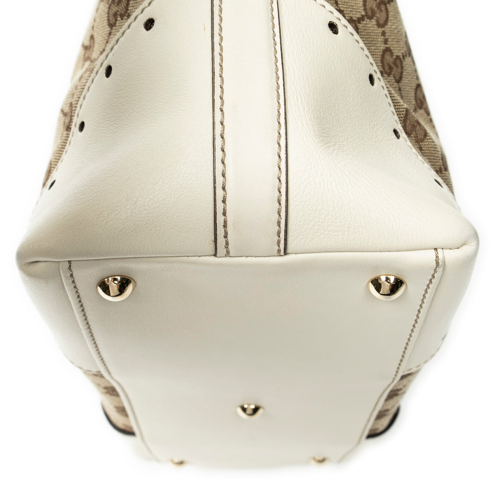 Shoulder Bag Punch Tote Beige Monogrammed Canvas