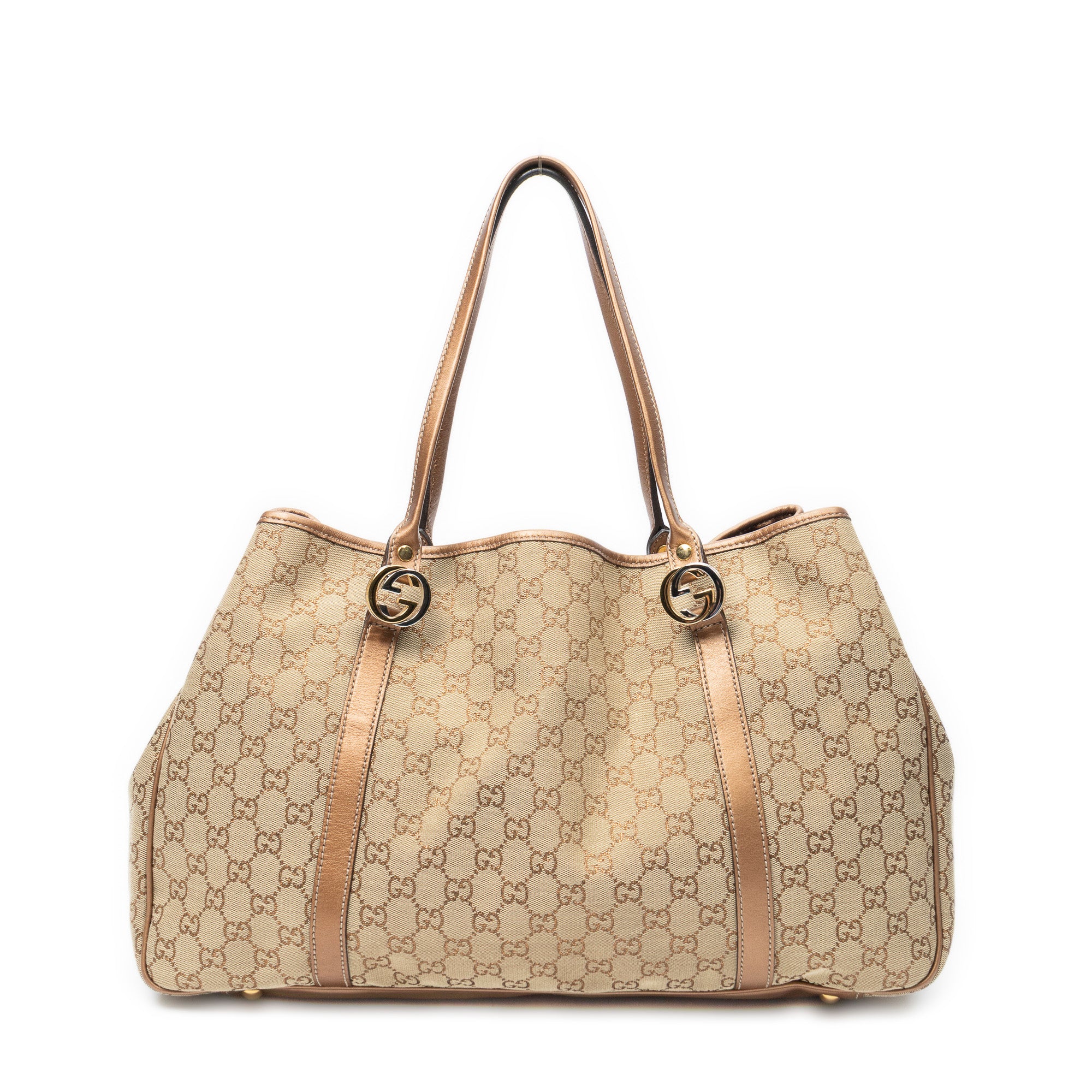 Shoulder Bag Large Twins Tote Beige Metallic Monogrammed Canvas