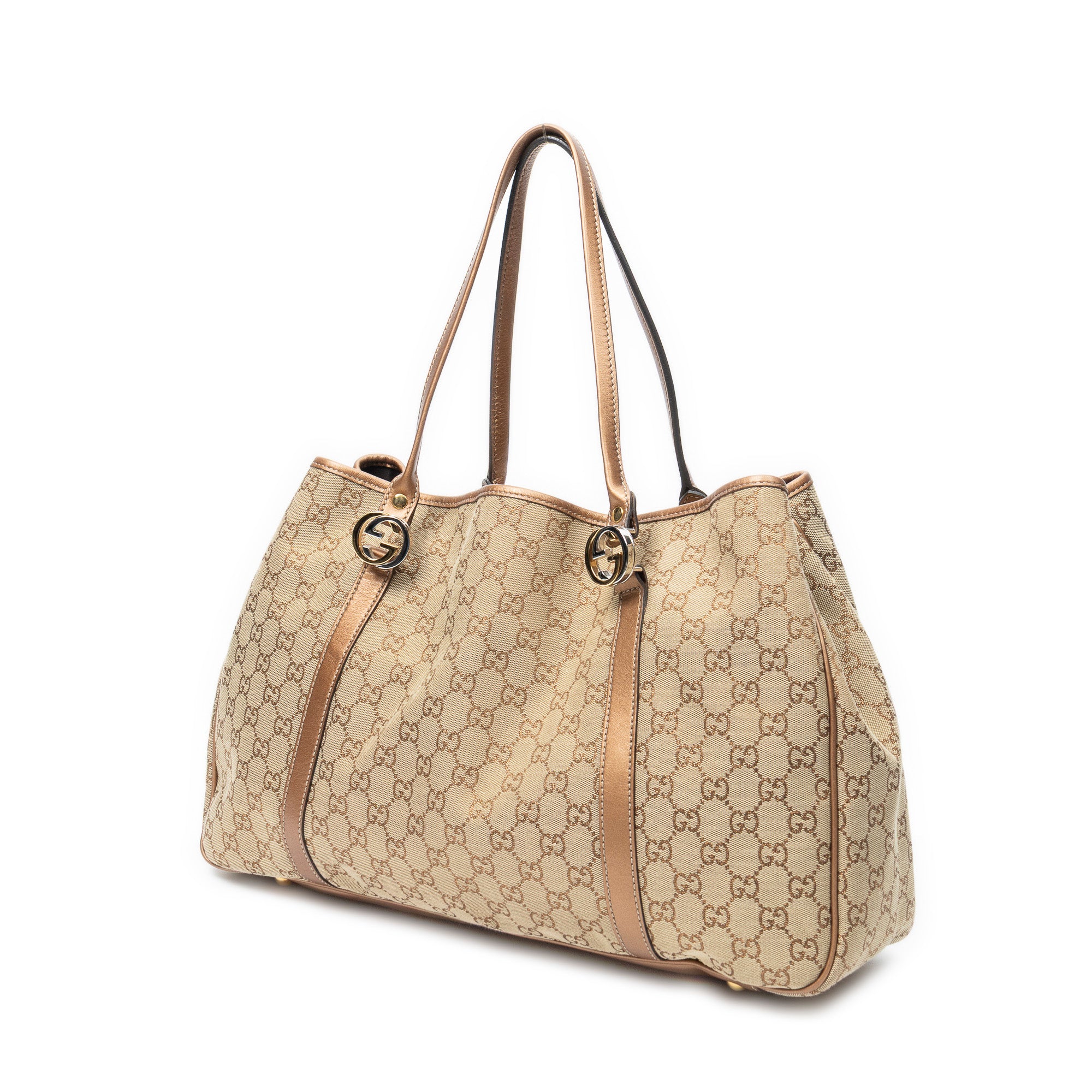 Shoulder Bag Large Twins Tote Beige Metallic Monogrammed Canvas