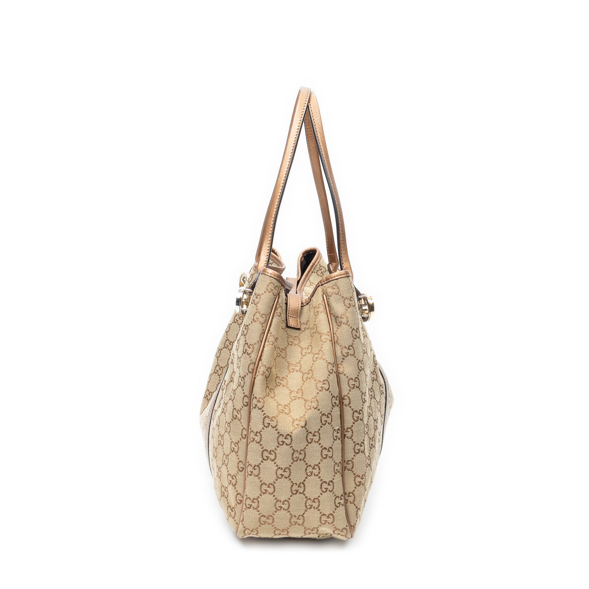 Shoulder Bag Large Twins Tote Beige Metallic Monogrammed Canvas