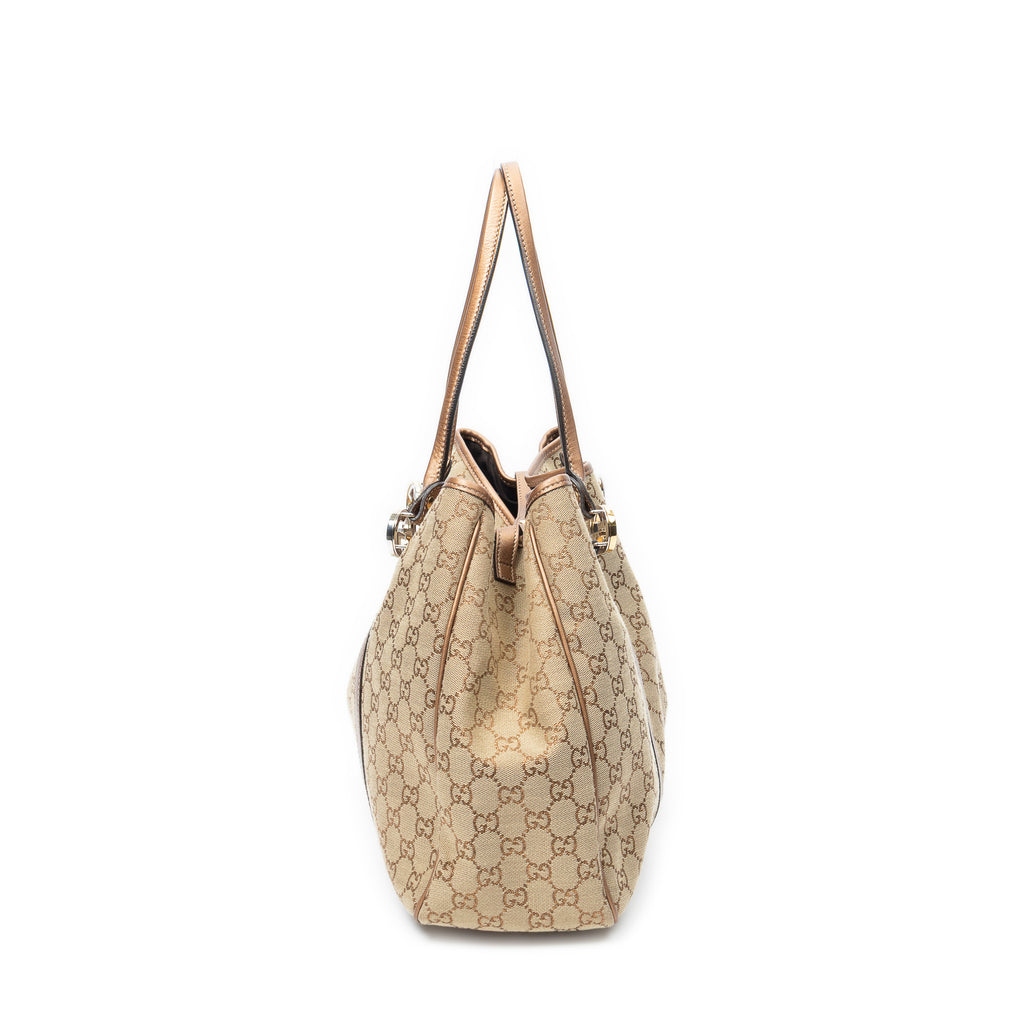 Shoulder Bag Large Twins Tote Beige Metallic Monogrammed Canvas