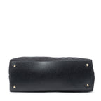 Shoulder Bag Bamboo Handle Tote Black Monogrammed Canvas