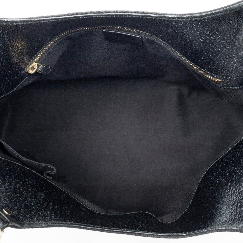 Shoulder Bag Bamboo Handle Tote Black Monogrammed Canvas