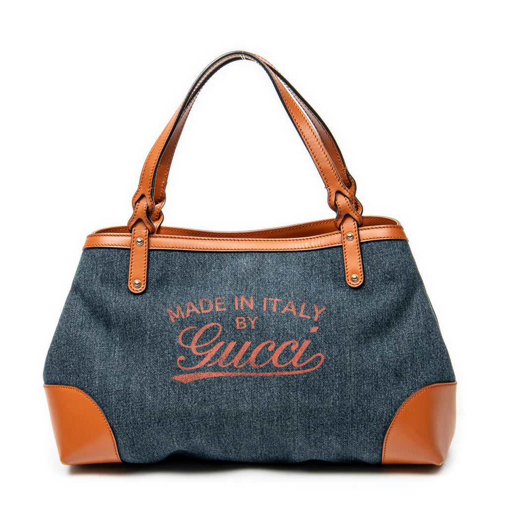 Shoulder Bag Denim Craft Tote Blue Denim Print Canvas