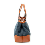Shoulder Bag Denim Craft Tote Blue Denim Print Canvas