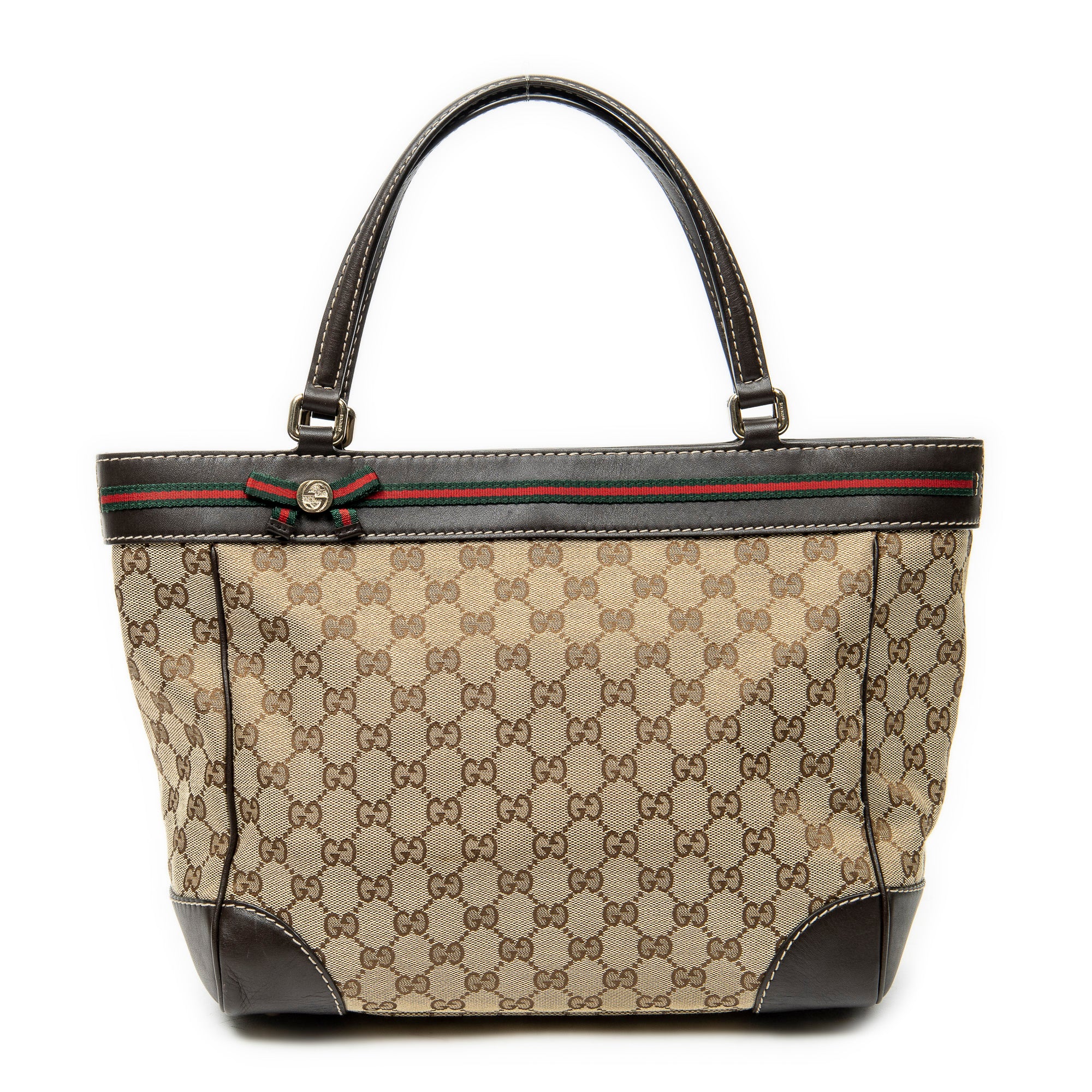 Shoulder Bag Web Mayfair Tote Beige Monogrammed Canvas