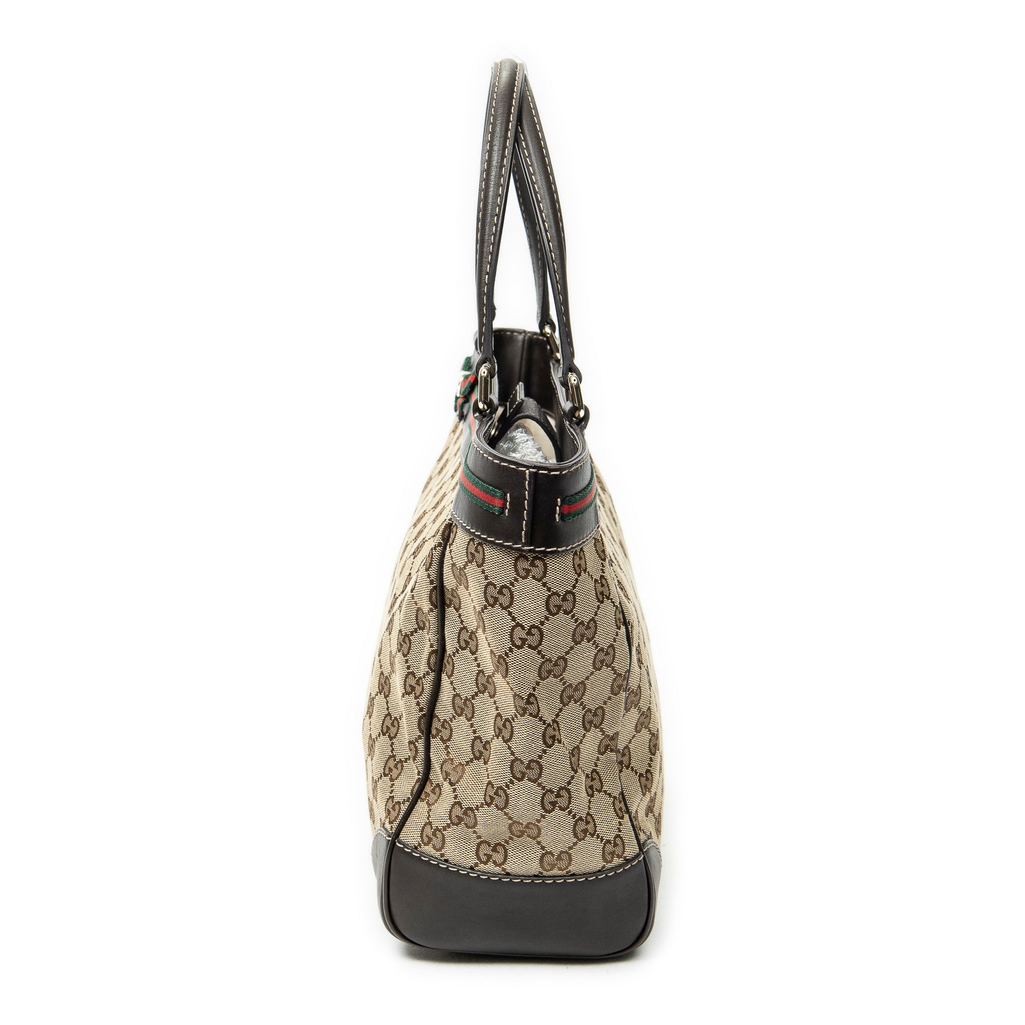 Shoulder Bag Web Mayfair Tote Beige Monogrammed Canvas
