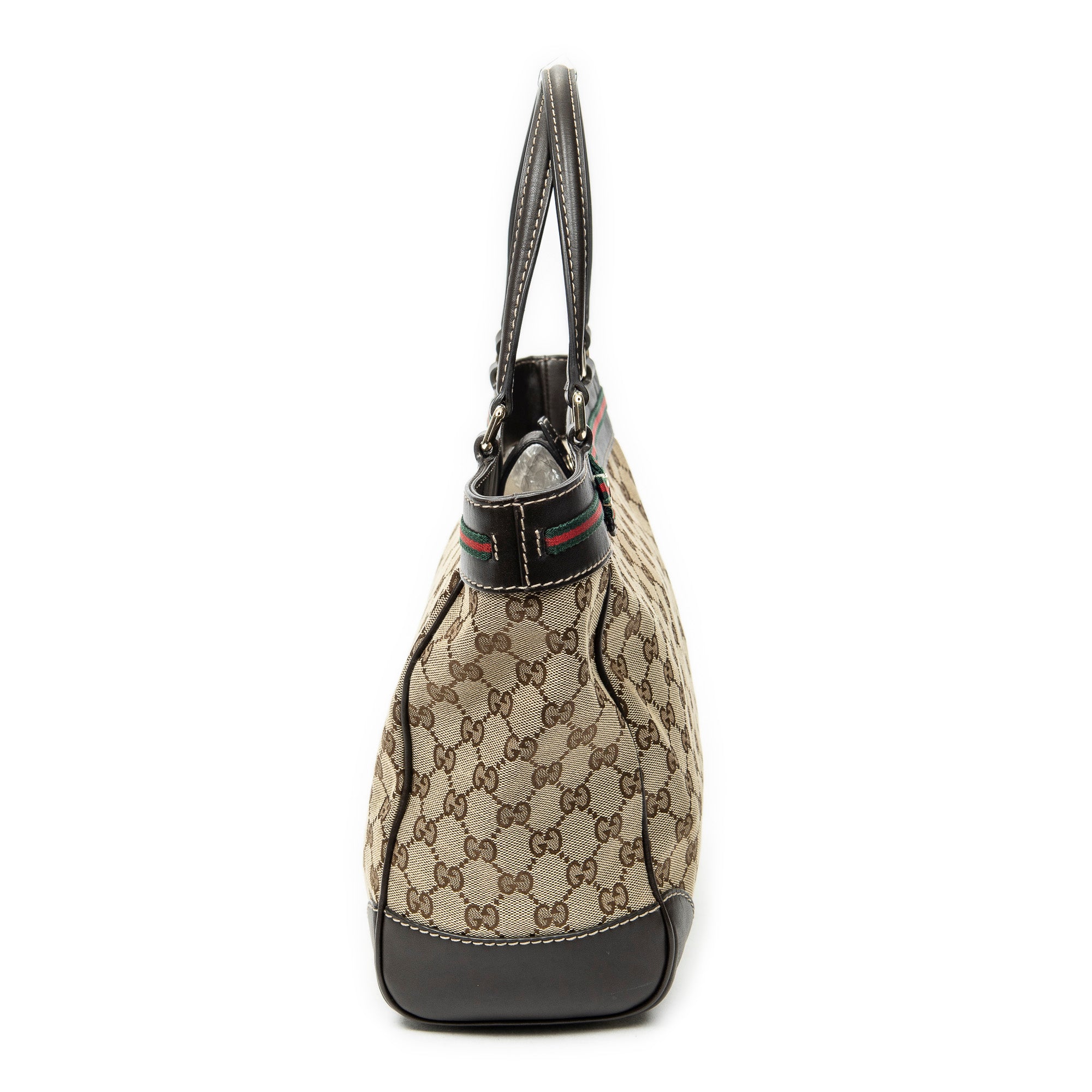 Shoulder Bag Web Mayfair Tote Beige Monogrammed Canvas