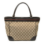 Shoulder Bag Web Mayfair Tote Beige Monogrammed Canvas