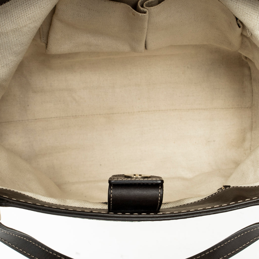 Shoulder Bag Web Mayfair Tote Beige Monogrammed Canvas