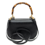 Shoulder Bag Small Bamboo Top Handle Black Calfskin Leather