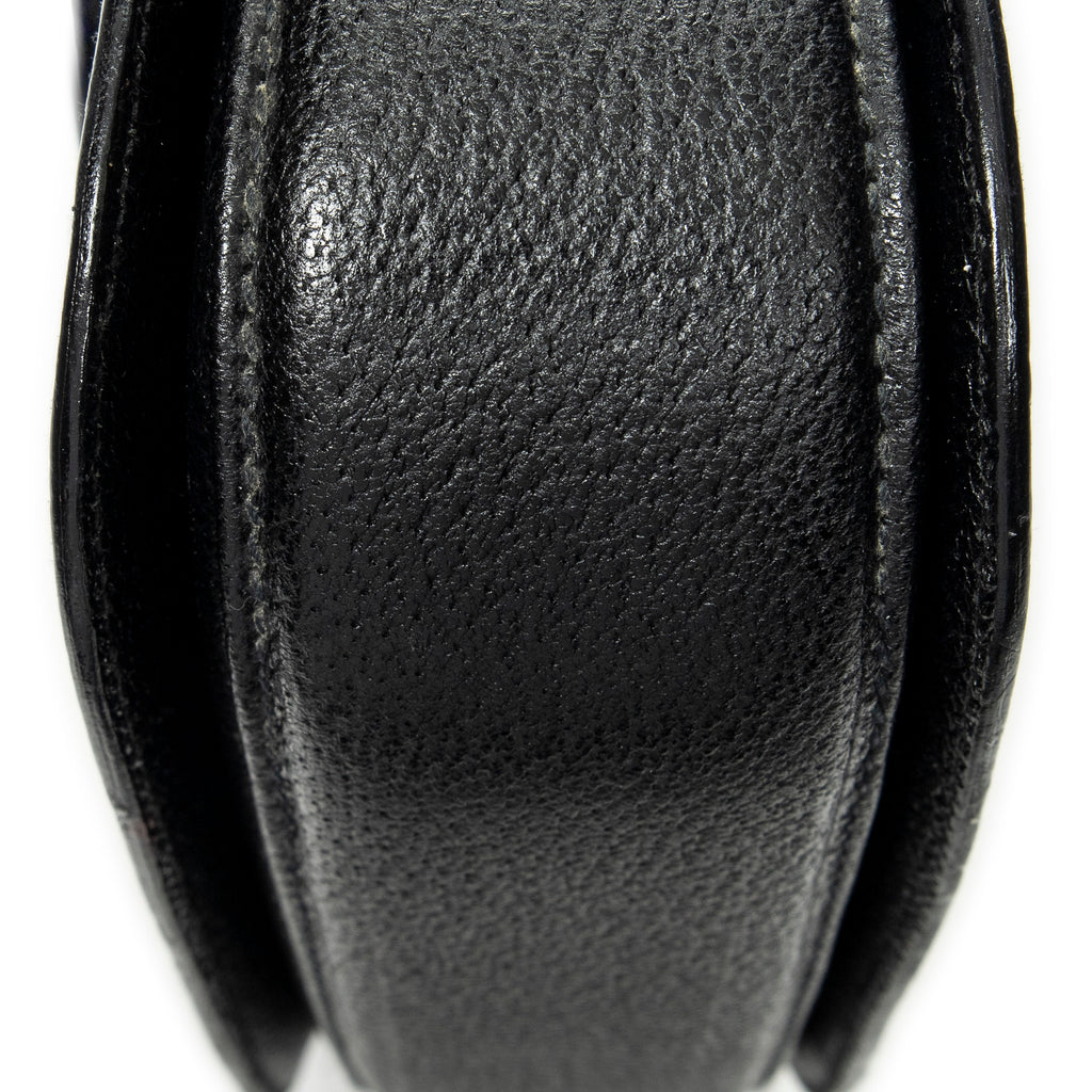 Shoulder Bag Small Bamboo Top Handle Black Calfskin Leather