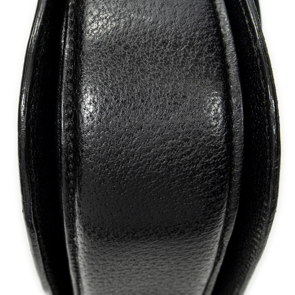 Shoulder Bag Small Bamboo Top Handle Black Calfskin Leather