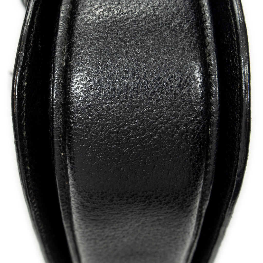 Shoulder Bag Small Bamboo Top Handle Black Calfskin Leather