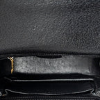 Shoulder Bag Small Bamboo Top Handle Black Calfskin Leather