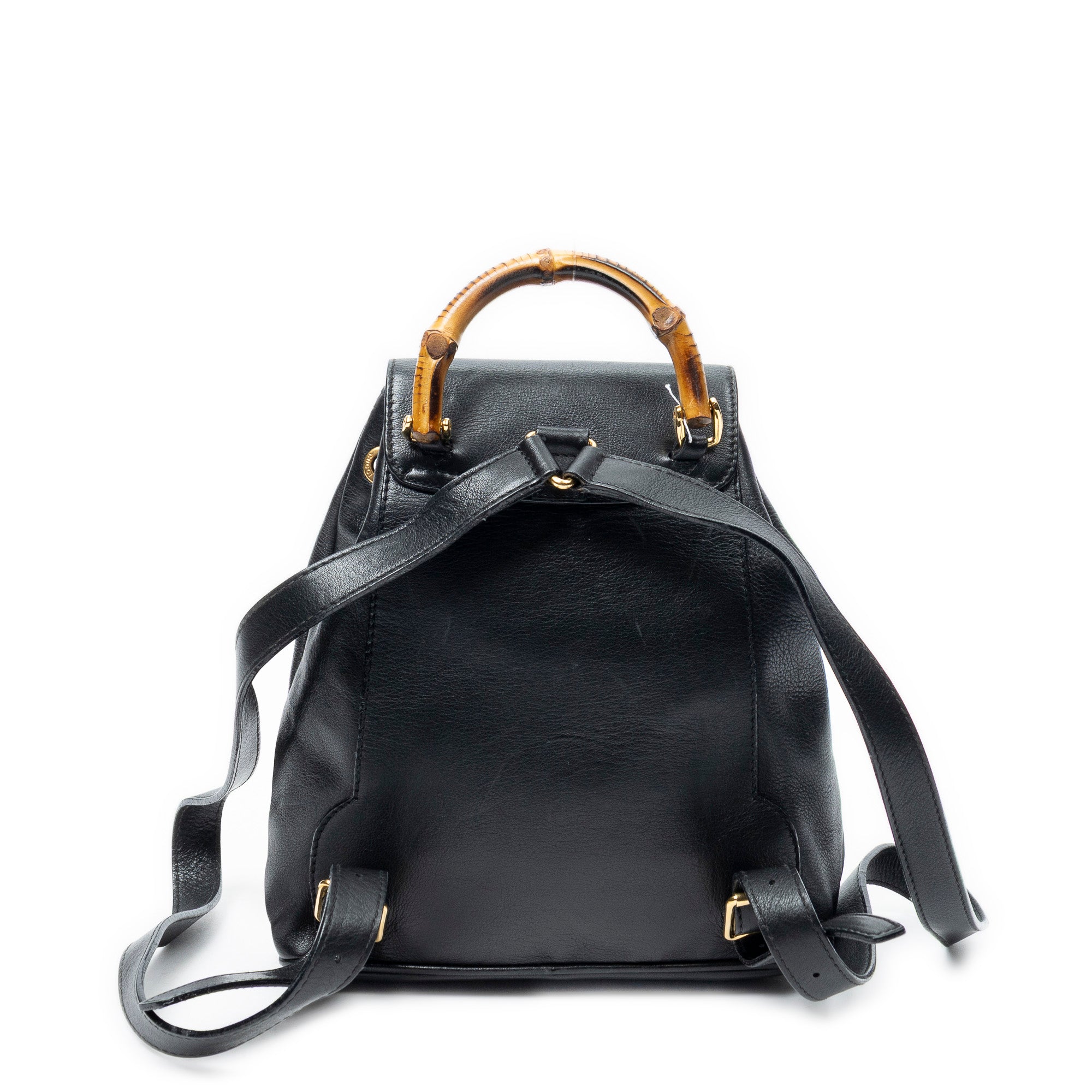 Backpack Mini Bamboo Backpack Black Smooth Calfskin Leather