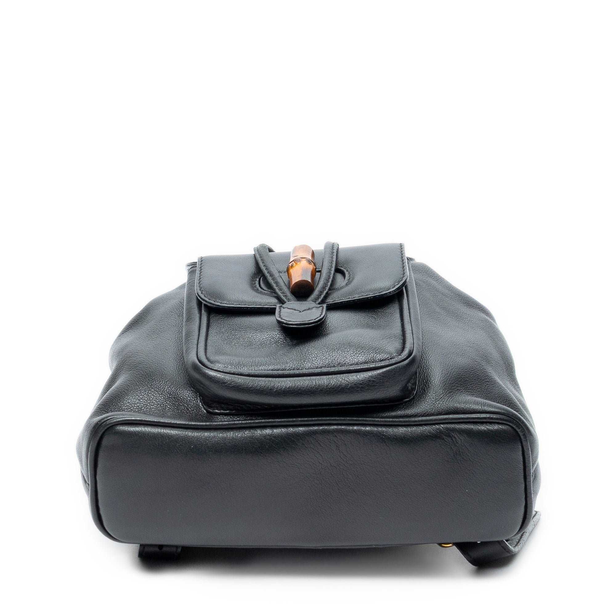 Backpack Mini Bamboo Backpack Black Smooth Calfskin Leather