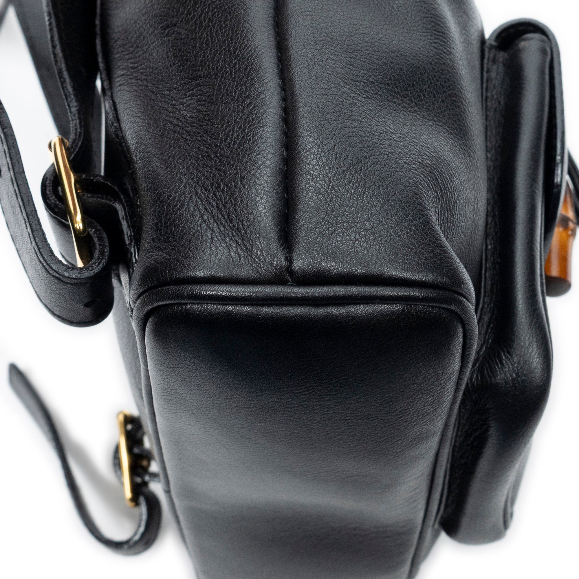 Backpack Mini Bamboo Backpack Black Smooth Calfskin Leather