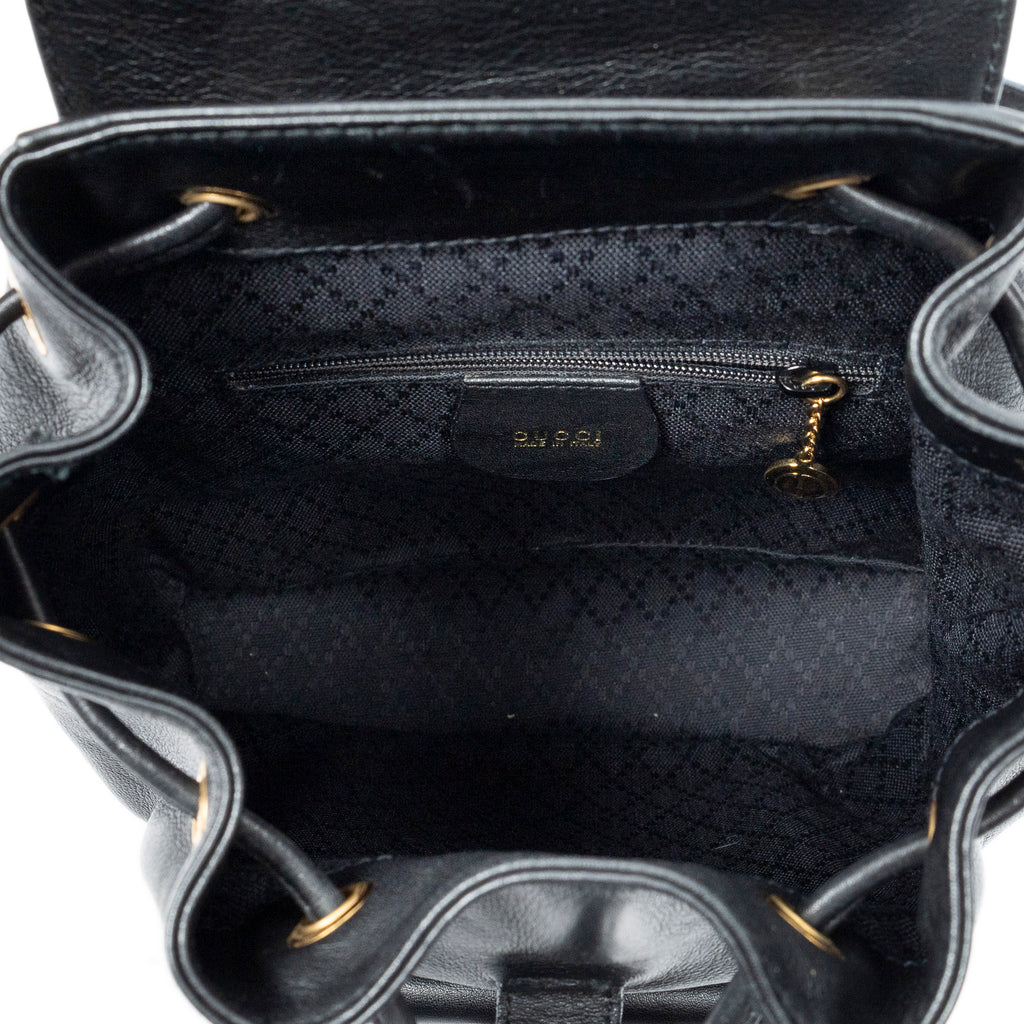 Backpack Mini Bamboo Backpack Black Smooth Calfskin Leather