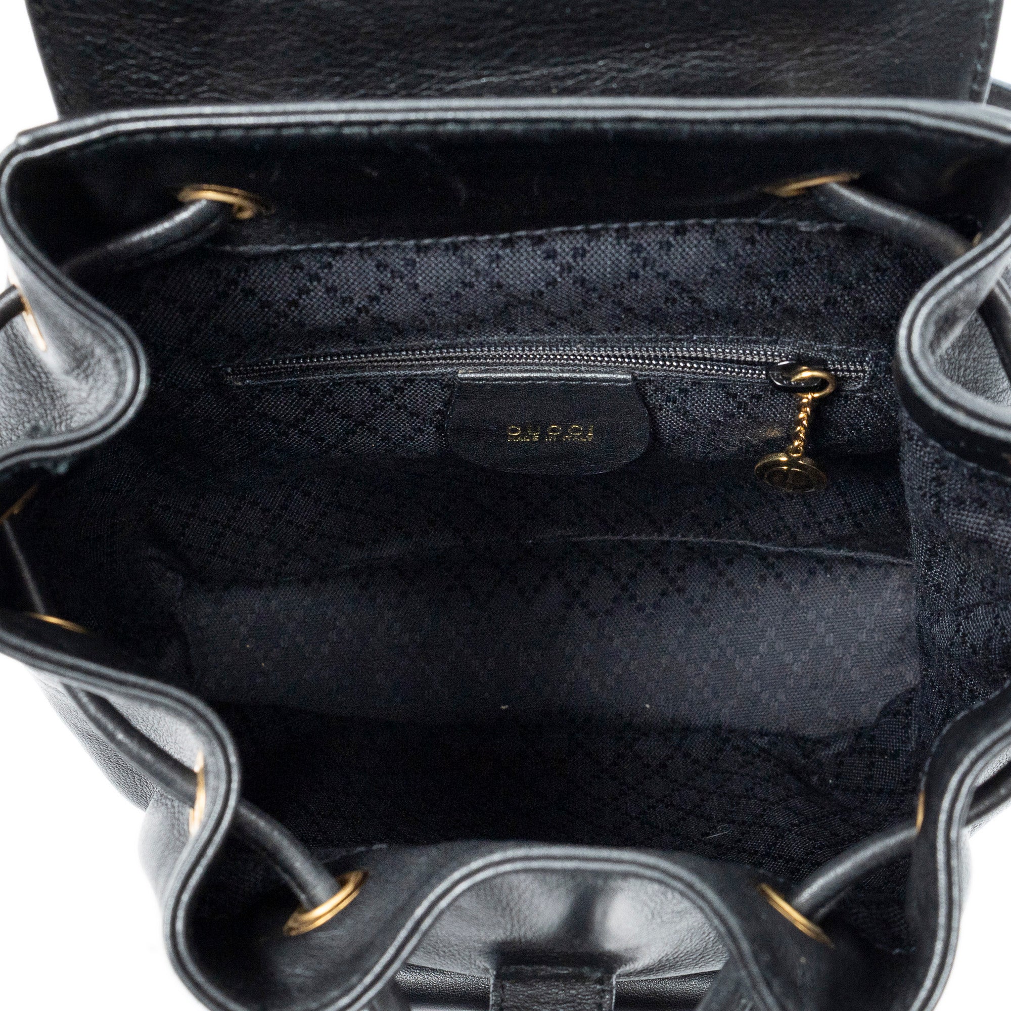 Backpack Mini Bamboo Backpack Black Smooth Calfskin Leather