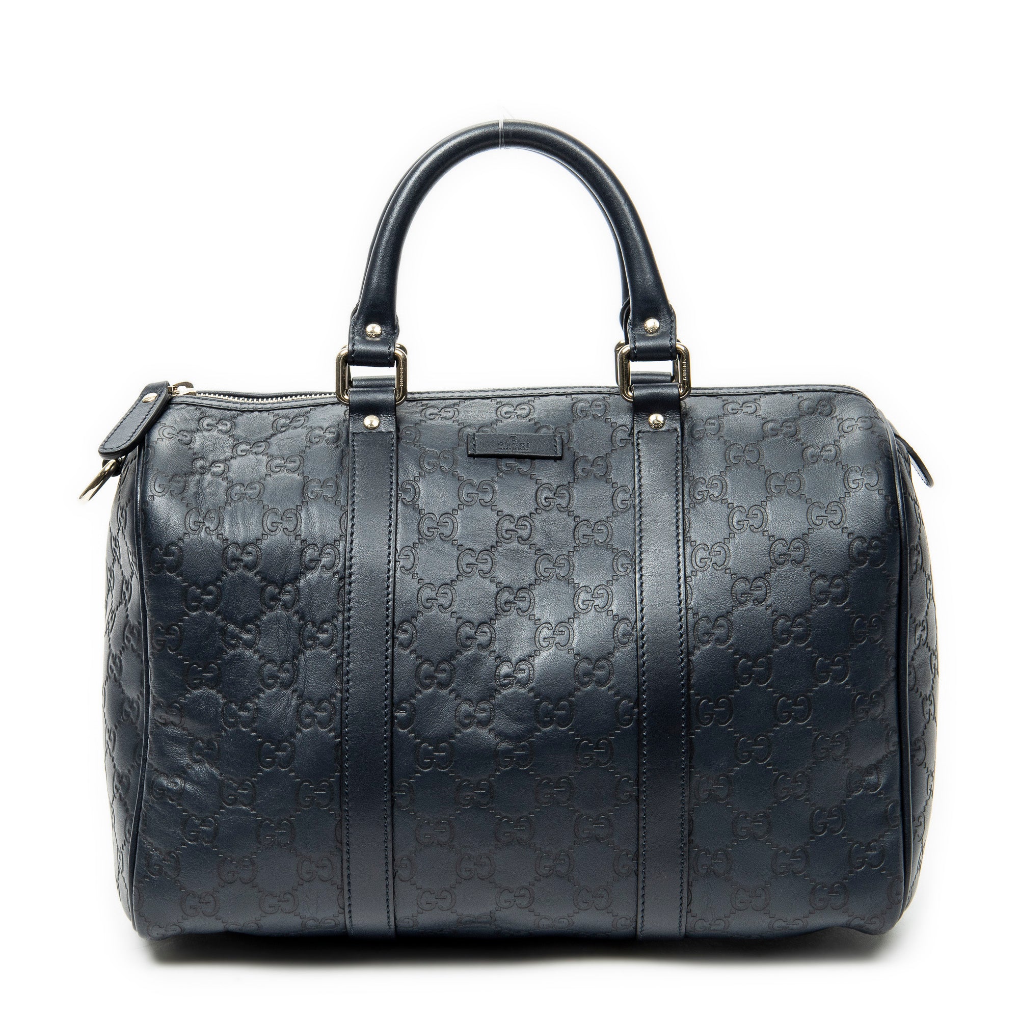 Handbag Medium Boston Navy Guccissima Leather
