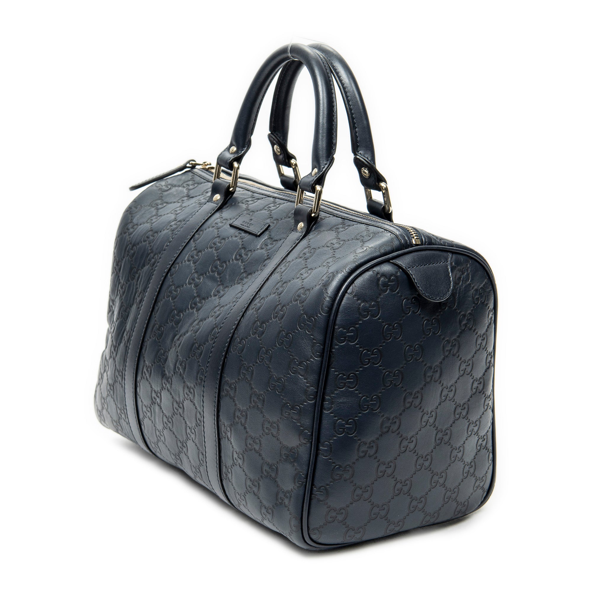 Handbag Medium Boston Navy Guccissima Leather