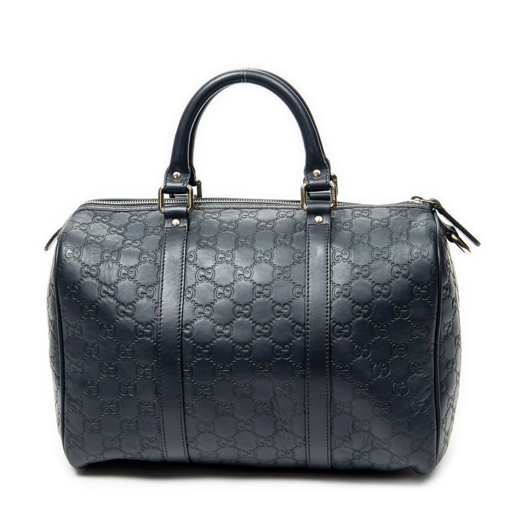 Handbag Medium Boston Navy Guccissima Leather