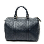 Handbag Medium Boston Navy Guccissima Leather