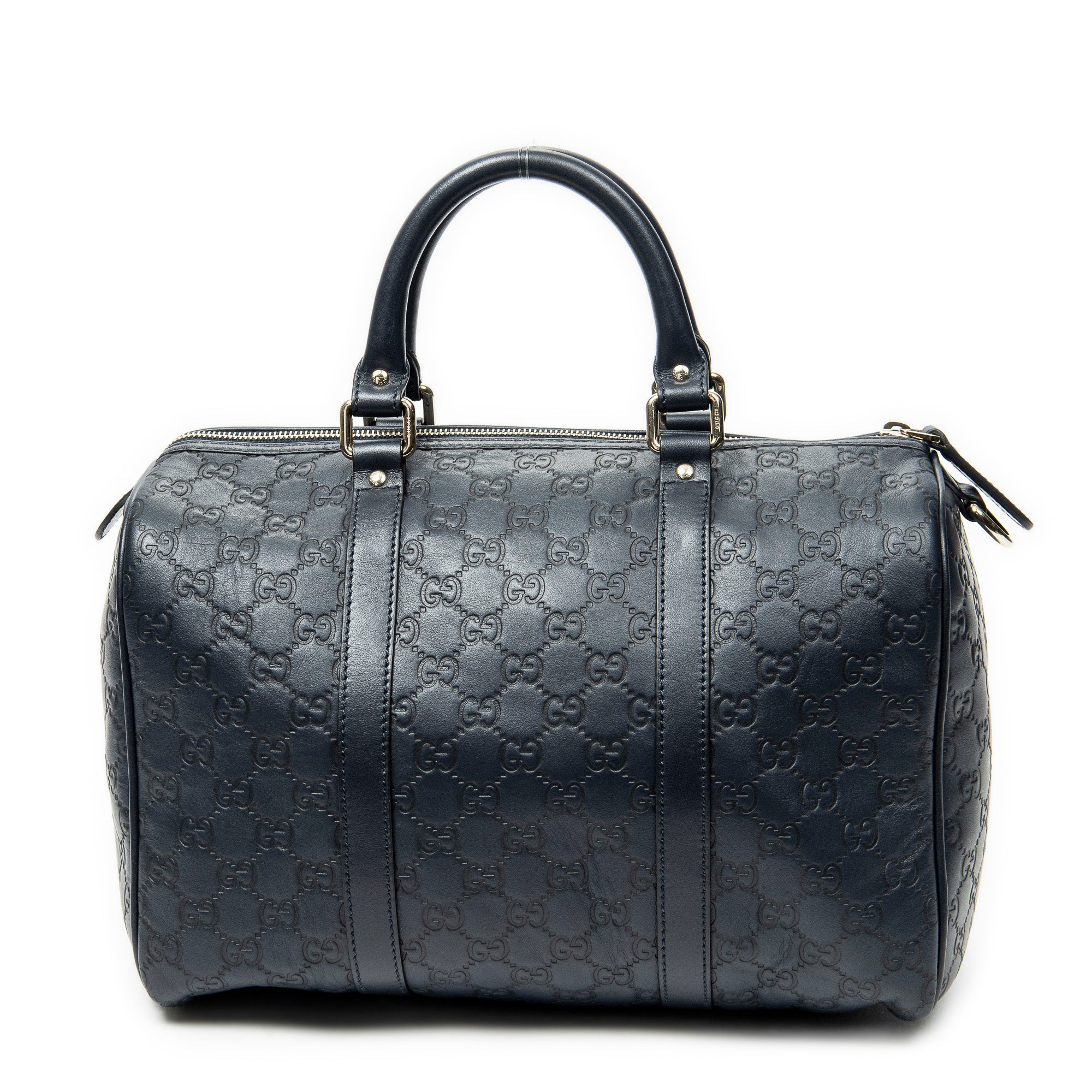 Handbag Medium Boston Navy Guccissima Leather
