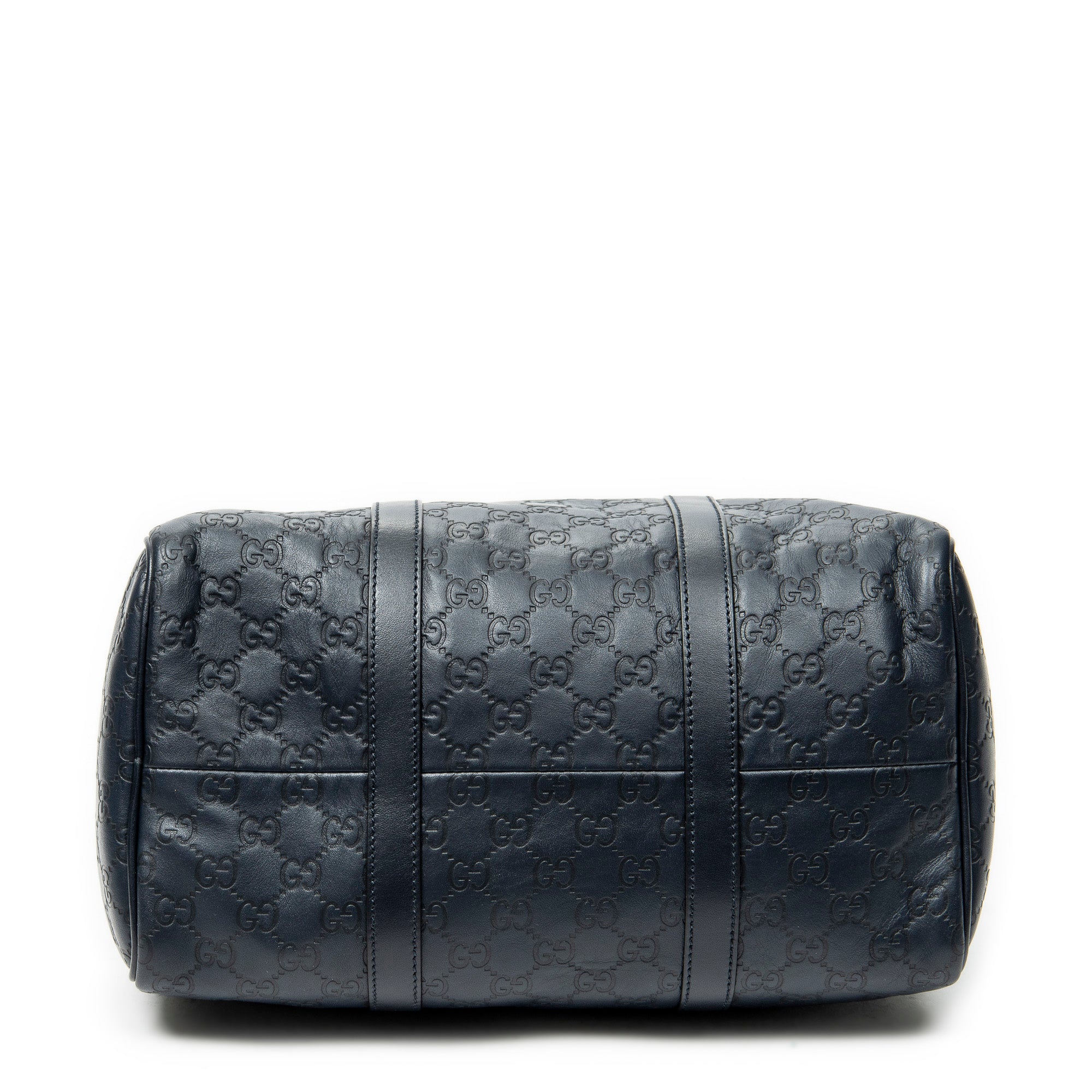 Handbag Medium Boston Navy Guccissima Leather