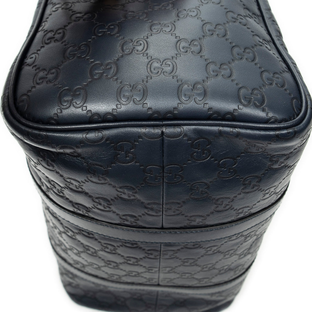 Handbag Medium Boston Navy Guccissima Leather