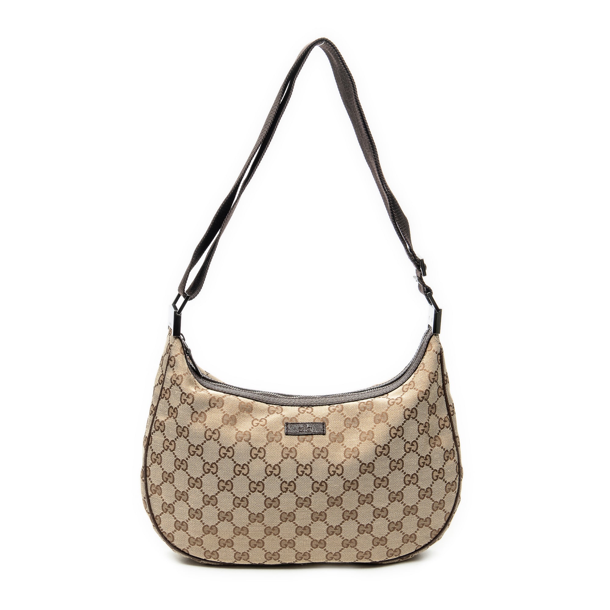 Shoulder Bag Round Zip Messenger Beige Monogrammed Canvas