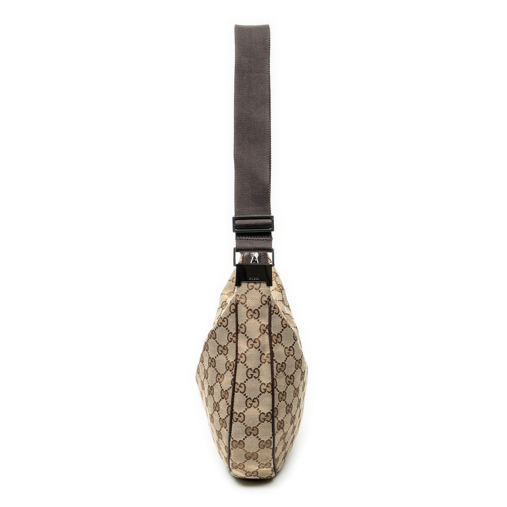 Shoulder Bag Round Zip Messenger Beige Monogrammed Canvas