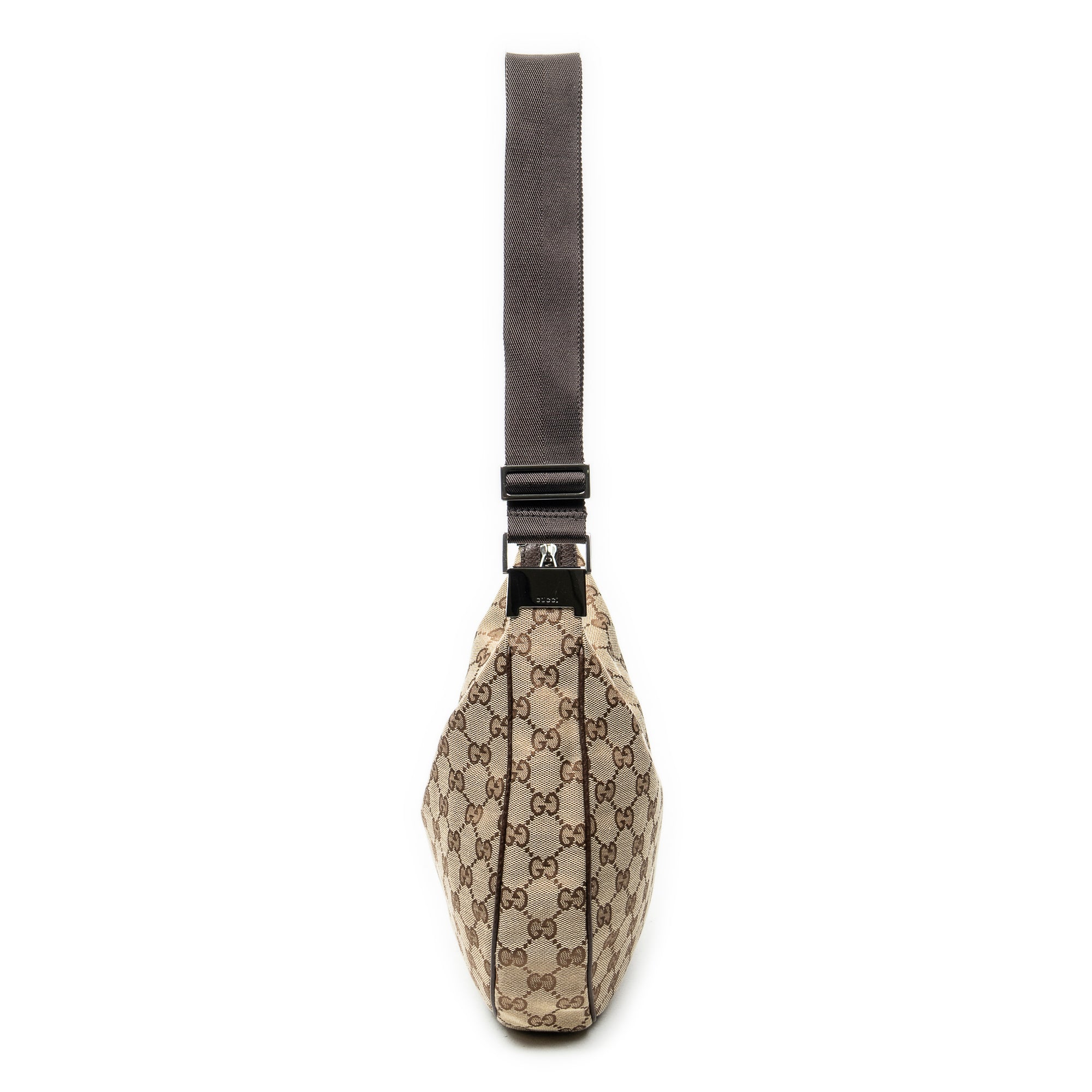Shoulder Bag Round Zip Messenger Beige Monogrammed Canvas